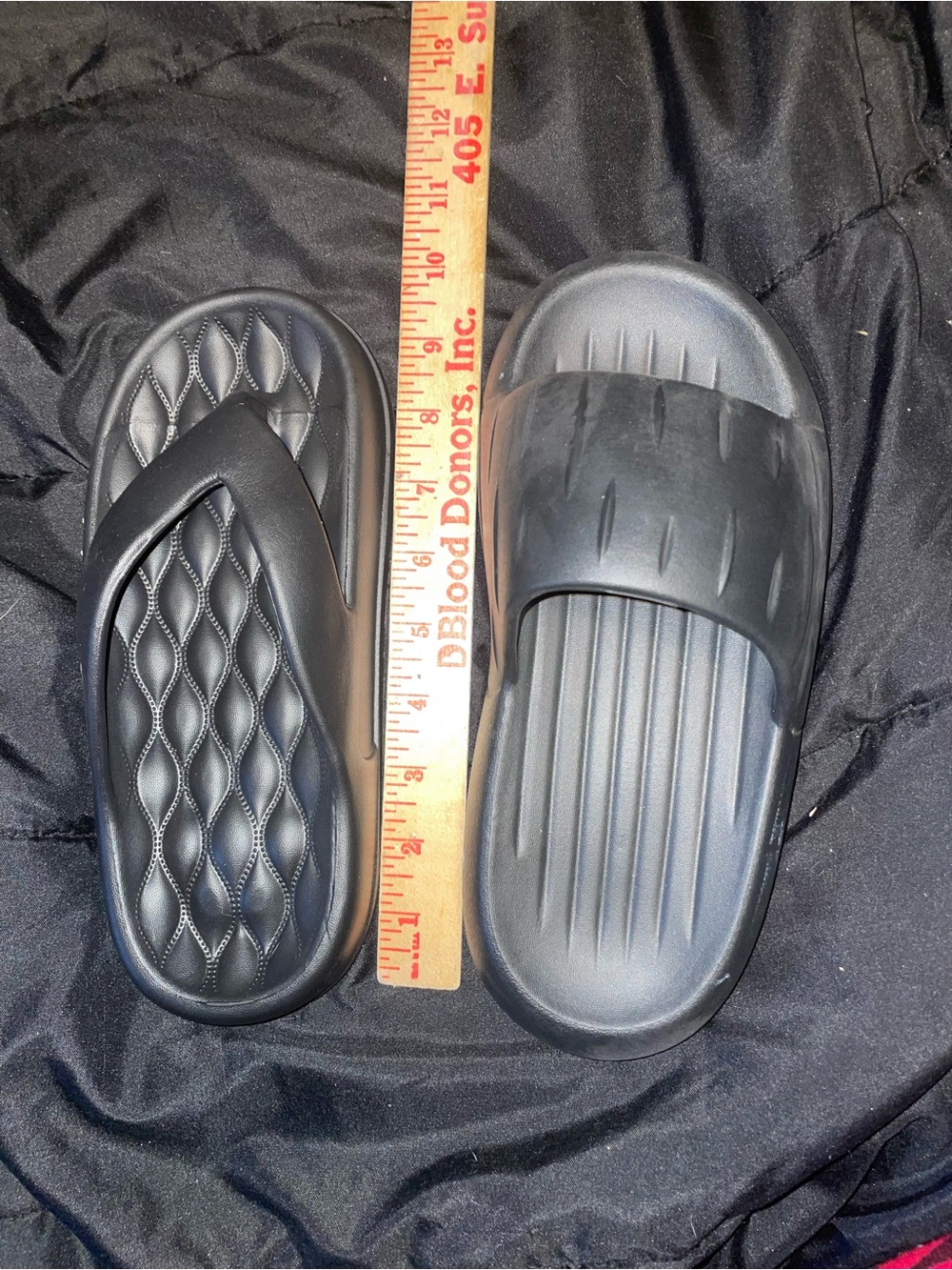 Black croc style Slide and Flip-Flop Set - w7 m5 (36-37) - Picture 3 of 5